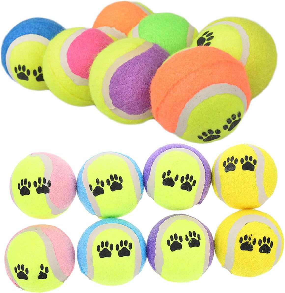 16pcs Dog Tennis Balls Pet Training Throwing Small Plush Rubber Balls for Puppy Exercise and Fetch Play Sturdy 7cm Diameter Suitable for Dogs Random Color