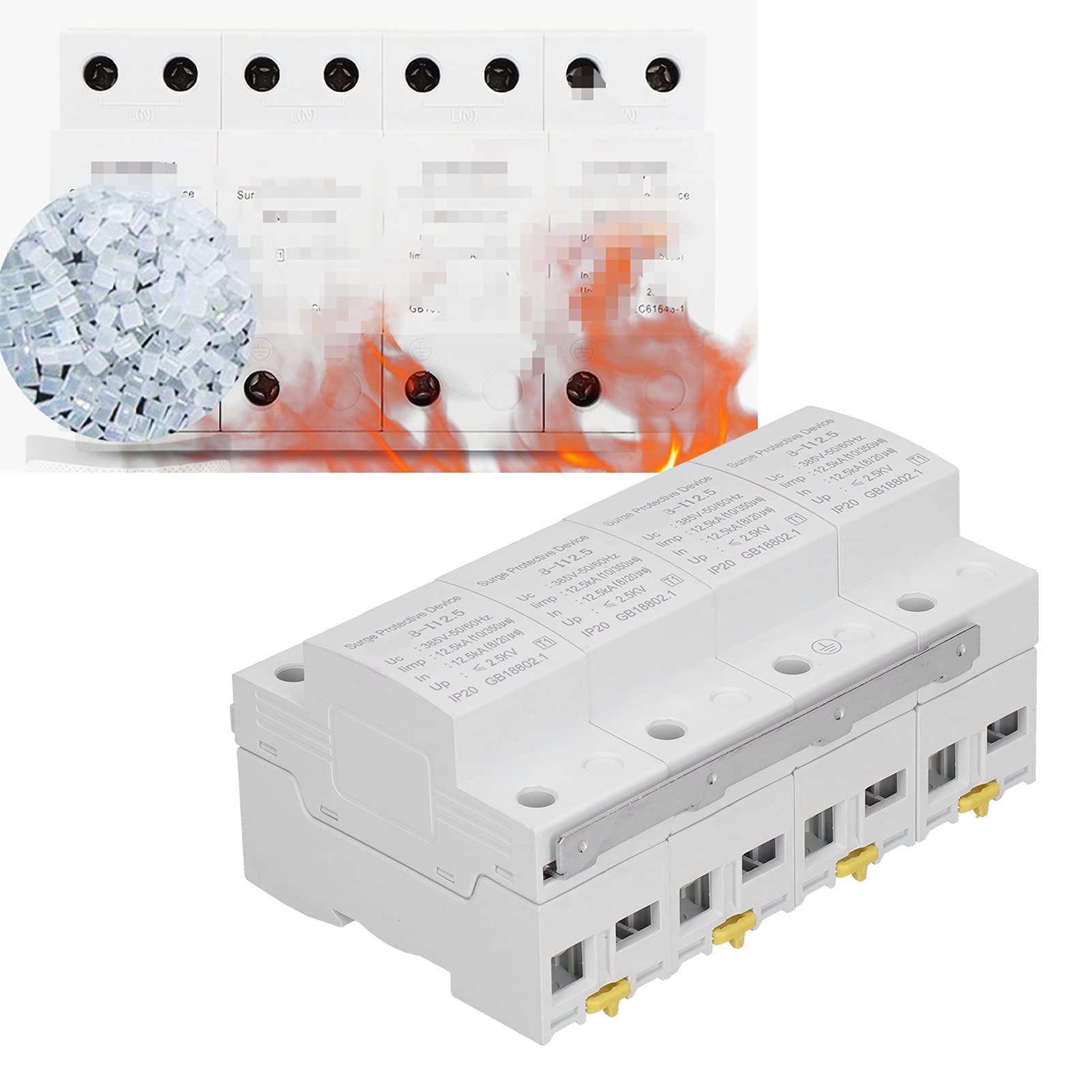 Urządzenie zabezpieczające przed przepięciami Nylon zmniejszający palność, montowany na szynie DIN Elektroniczny moduł ochronny AC385V 50/60HZ dla centrów monitorowania