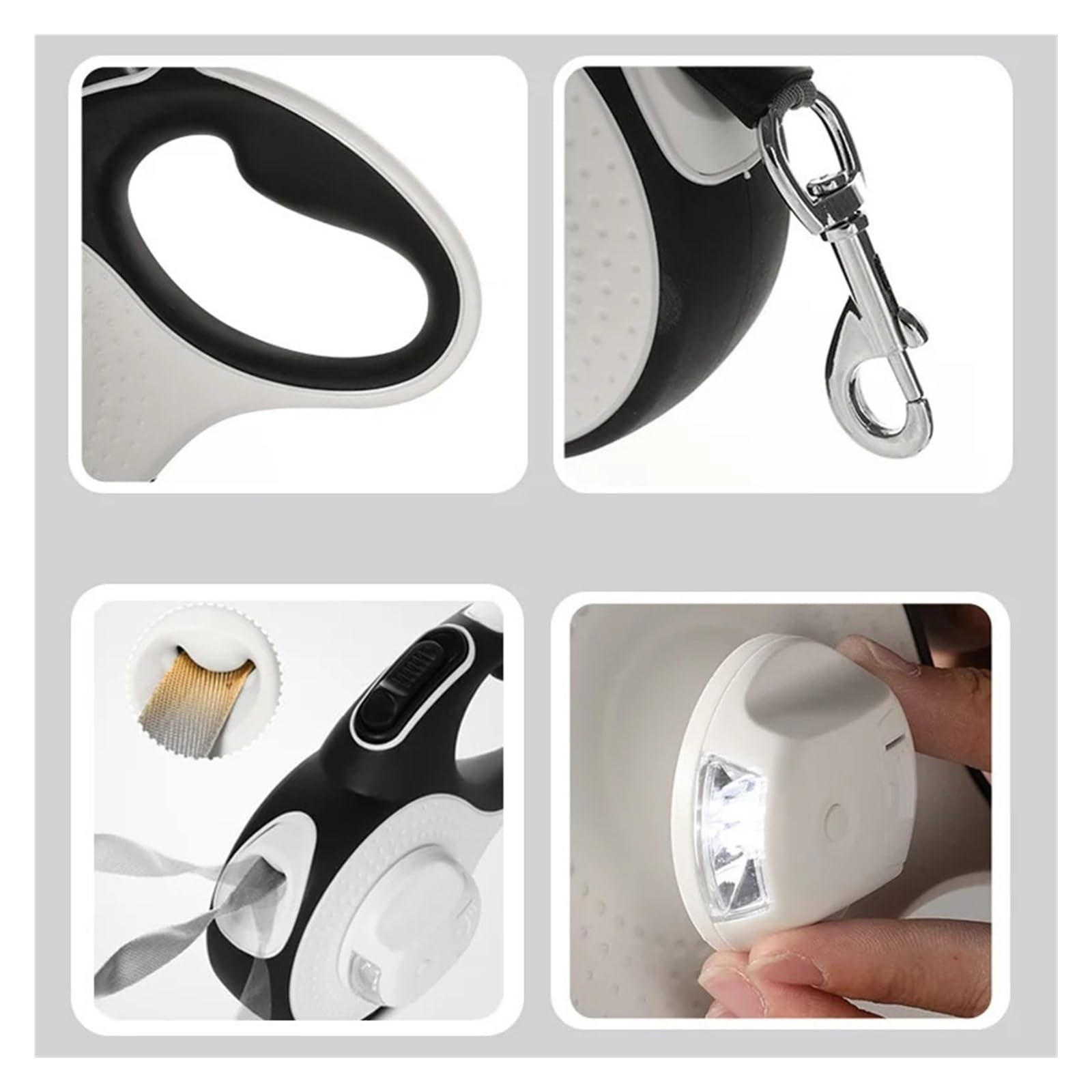 Kompatibel mit 5/8 m Hundeleine Kotbeutelspender, automatischem Roulette-Abschleppseil, Hundehalsband, Gehleine(Black-8M)