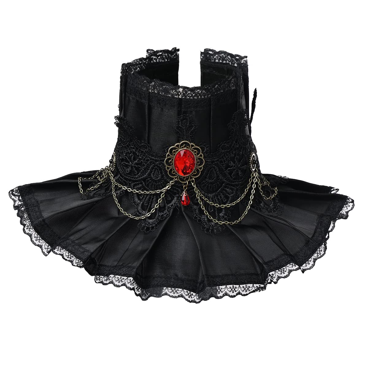Graceart Women's Black Victorian High Neck Choker Collar Wine Red (Black)(Size: One Size)