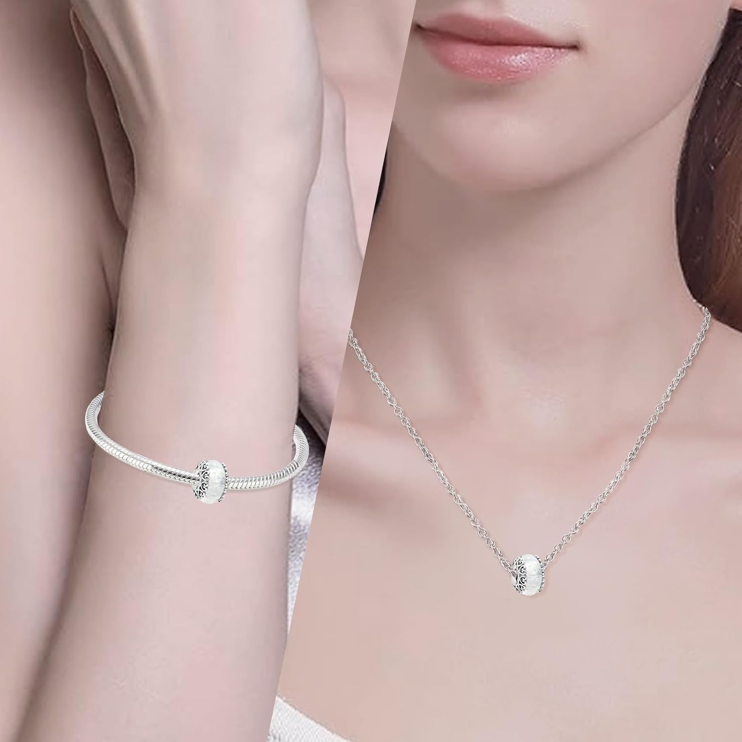 Charms Beads 925 Sterling Silver Gold Love Murano Glass Dangle Pendant with 5A Cubic fits for Charms Bracelets for Woman Girl Mother's Day Christmas Birthday Gift - Image 2