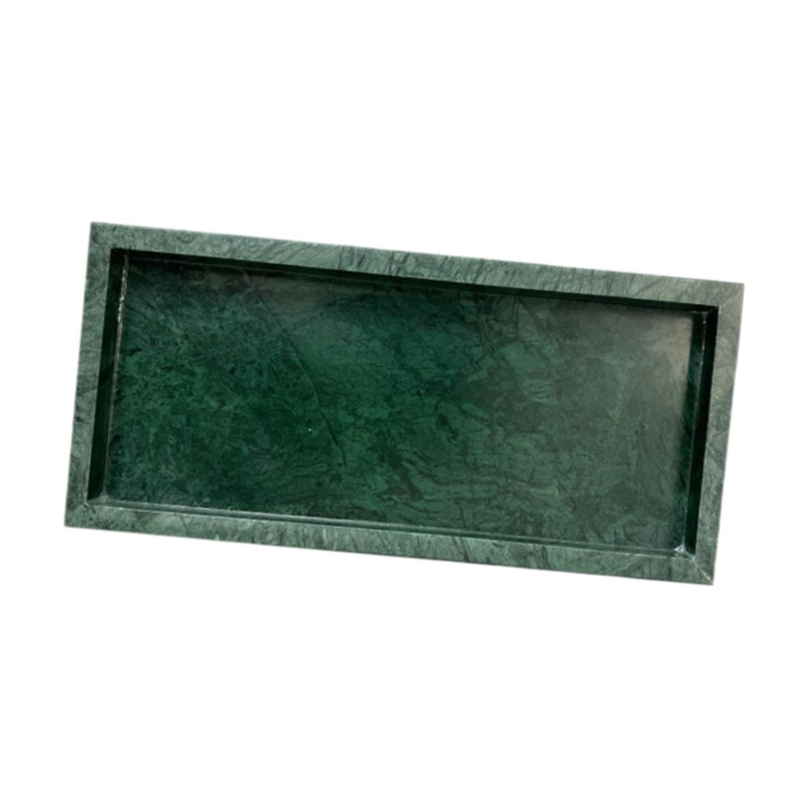 Bandeja de Mármol Elegante Rectangular Organizador Cosmético de Tocador Bandeja de Joyería de Piedra Bandeja Decorativa para Servir Adecuada para Baño, Verde, Individual