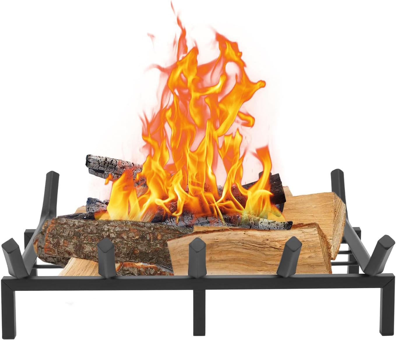 Fireplace Grate, 17 Inch Firewood Log Holder Rack, Heavy Duty Fireplace Log Holder, Fire Wood Stove Grates for Indoor Outdoor Camping Fireplace Accessories Tools(Black)