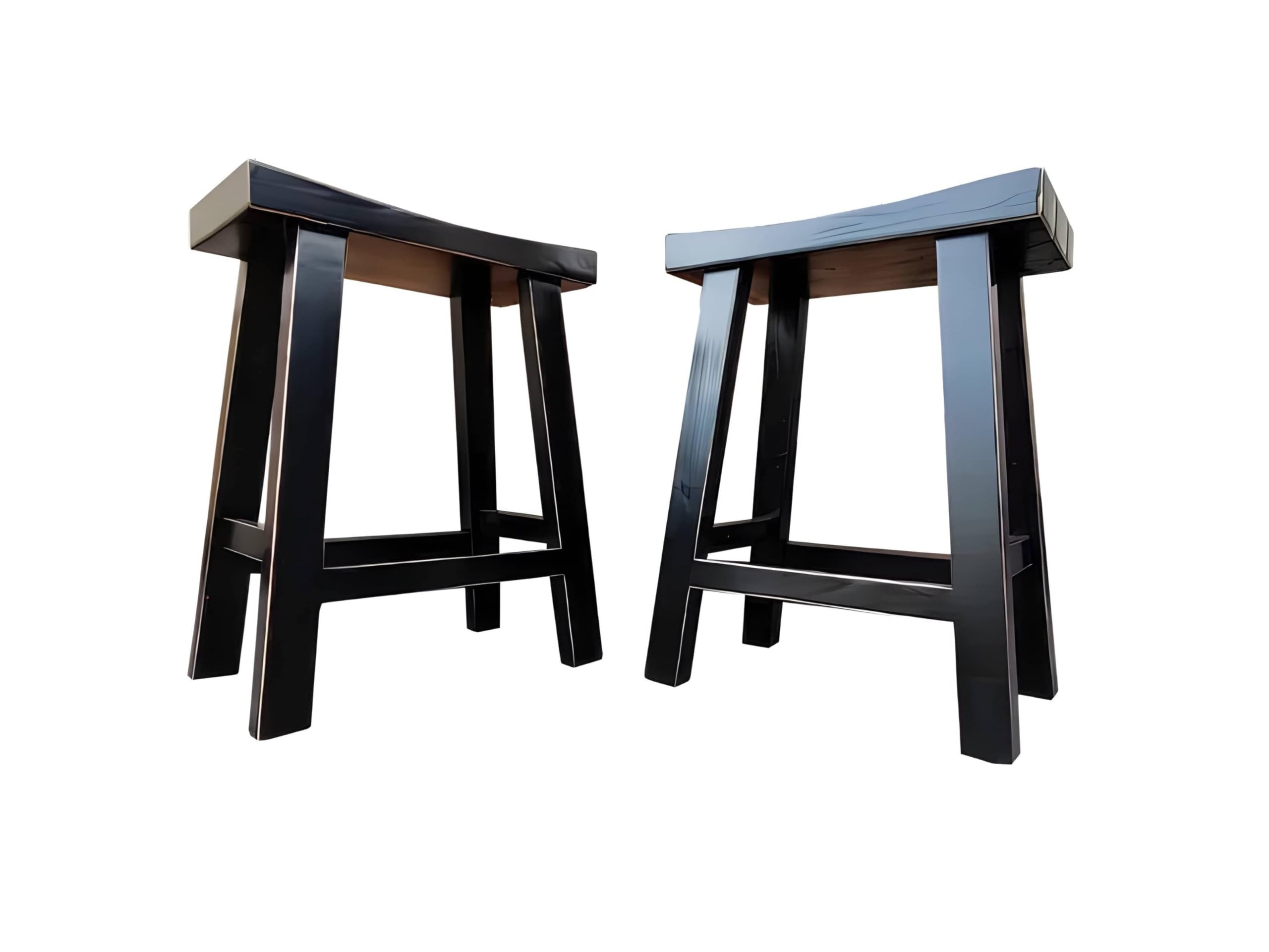 Genérico Den Shin Vintage Stool | Artisan Lacquered Wood with Curved Surface | Chinese Antique | Elegant and Comfortable | Ideal for Vanity or Kitchen