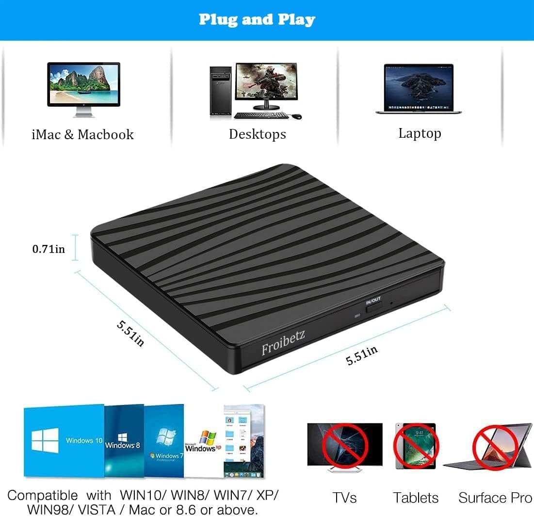 プレーヤー POP UP MOBILE EXTERNAL External CD DVD Drive for Laptop Type-C Pop Up Mobile CD