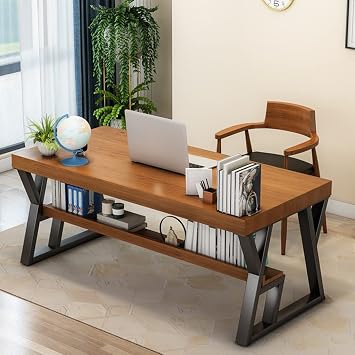 ZYYWX Simple Solid Wood Desk, Personal Workbench with Storage Rack, Wear-Resistant and Anti-scalding, Easy to Install (Size : 240x100x75cm)