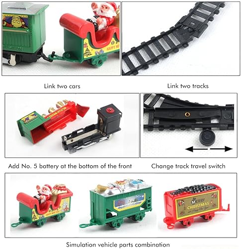Miniatura 5 de Trenes eléctricos de juguete con luz y sonido, juegos de trenes de Navidad de 85 pulgadas para alrededor del árbol, juego de vías ferroviarias a