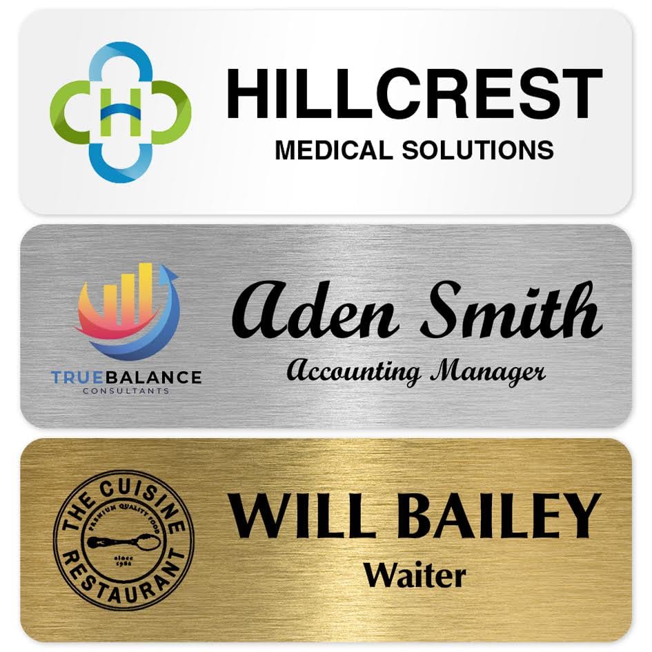 Custom Name Tag, Personalized Full Color Logo and Name Tag, 3x1, Durable Printable Impact Material, Made in The USA by My Sign Center