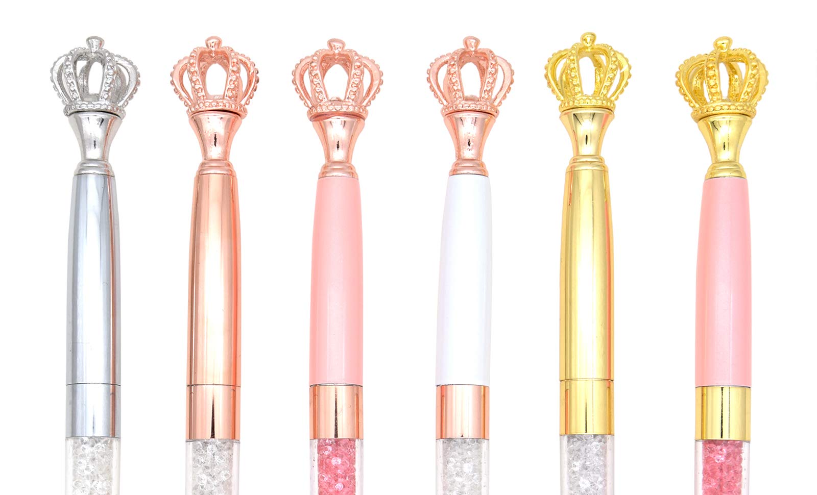 Gullor 6 Pcs Gel Ink Roller Ball Pen Ballpoint Pen Crown Crystal Metal Pens, Multicolor A - Image 4