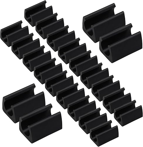 Miniatura 8 de Suiwotin 24 fundas rectangulares de 0.551 pulgadas para patas de silla, protectores antideslizantes para rieles de silla, protectores de pies de