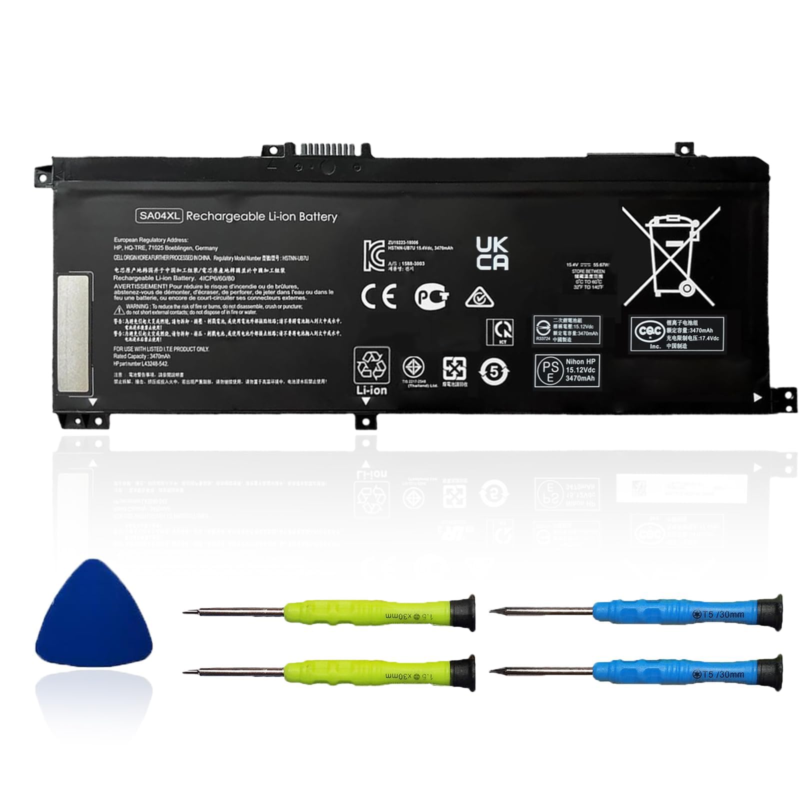 SA04XL Laptop Battery Compatible with HP Envy X360 15-DR 15-DR0010TX Series Notebook HSTNN-OB1F HSTNN-OB1G HSTNN-UB7U L43248-541 L43248-AC1 L43248-AC2 L43267-005 SAO4XL 15.12V 55.67Wh