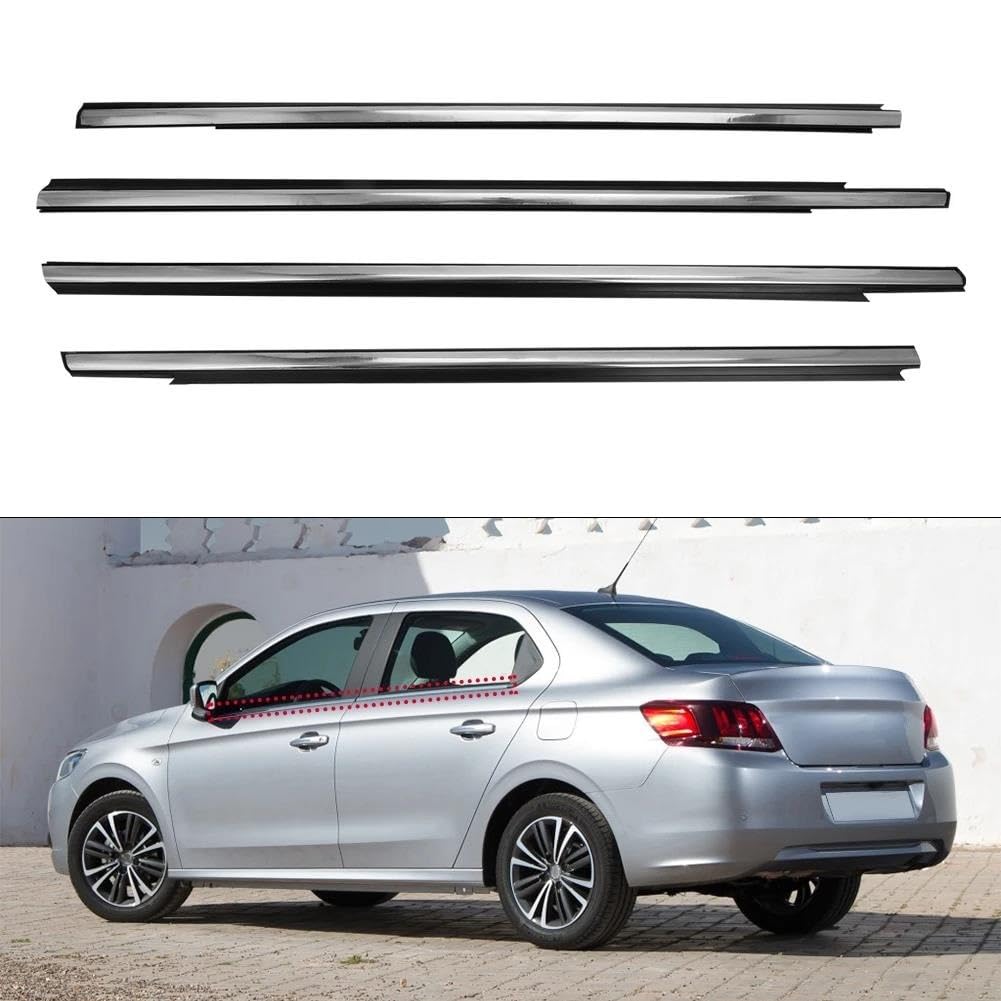 Burlete para Ventana de Coche Citroen Elysee 2014-2016 - Tiras Sellado para Puertas, Goma Impermeable, Protección contra El Ruido - Cromo