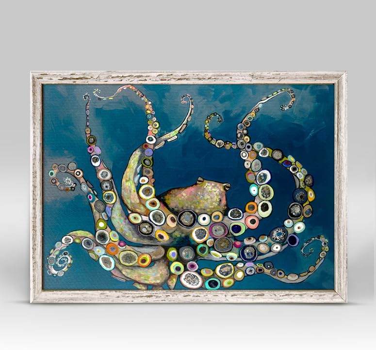 Octopus Decor - Canvas Wall Art - Paintings Wall Decor - Octopus in the Deep Blue Sea by Eli Halpin - Mini Framed