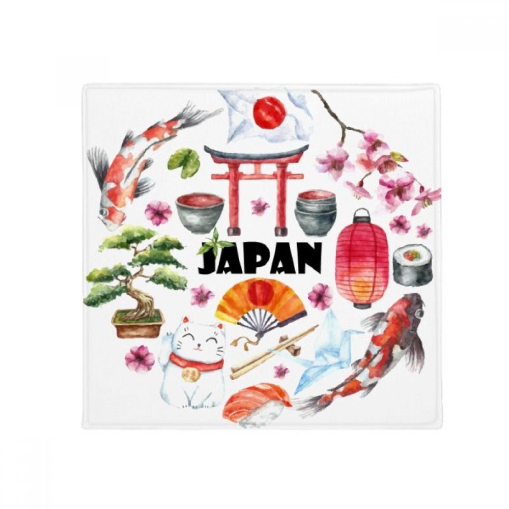 Tapis pour animal style japonais aquarelle multicolor, idée cadeau originale 50x50cm