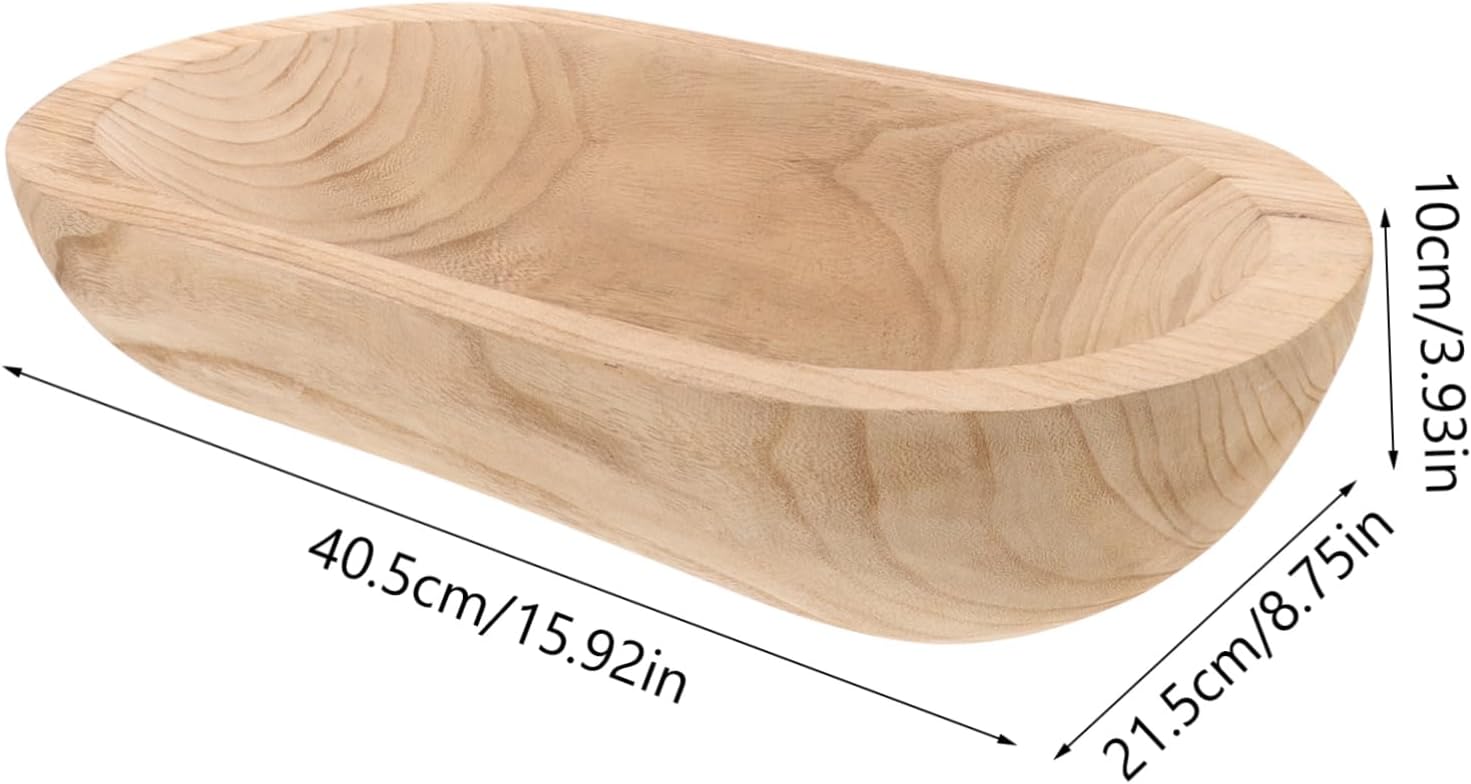 Alipis Rustic Wooden Dough Bowl Decorative Bowl for Centerpieces Table Display and Serving Unique Natural Grain Design for Farmhouse Decor for Fruits Candles