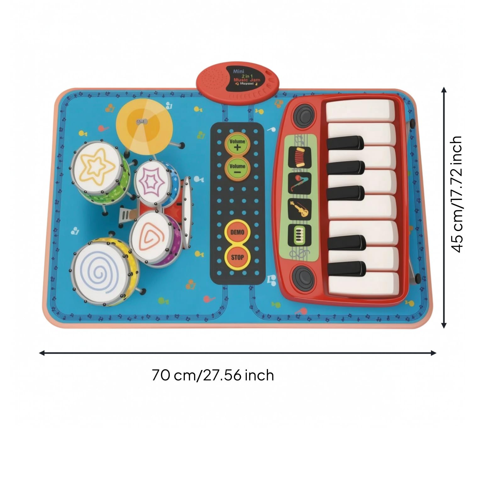 Tappetino Musicale con Strumenti Sicuro | Interattivo, Tappeto Musicale con Bacchette, Sensoriale, per Cameretta, Asilo, Neonati