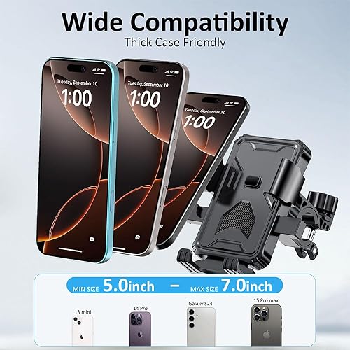 Miniatura 5 de Soporte universal para teléfono para bicicleta compatible con motocicleta, scooter eléctrico y bicicleta de montaña, soporte seguro para teléfonos