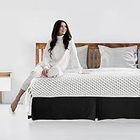 Vista 6 de LUX Décor - Faldas de cama de tamaño individual de 16 pulgadas de caída, falda de cama plisada de microfibra cepillada (negro)