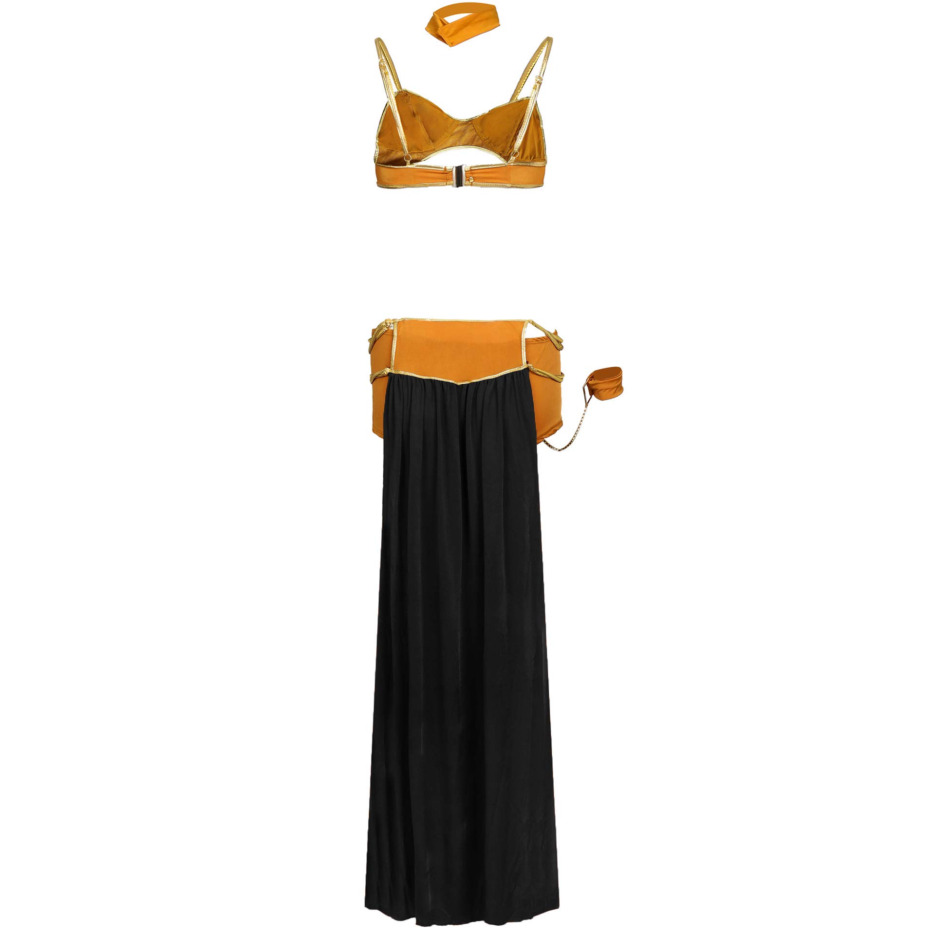 ZYTC Lingerie sexy da donna, reggiseno a catena, gonna maxi con spacco, anime, cosplay, principessa araba, lingerie per giochi di ruolo