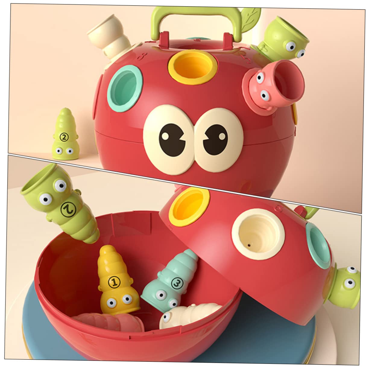 BESTonZON Jeu Éducatif D'association de Couleurs et Formes pour Tout-Petits, 1 Pomme 10 Plastique Sûr, Développement Cognitif et Coordination Œil-Main, Éveil Garçon et Filles Préscolaire