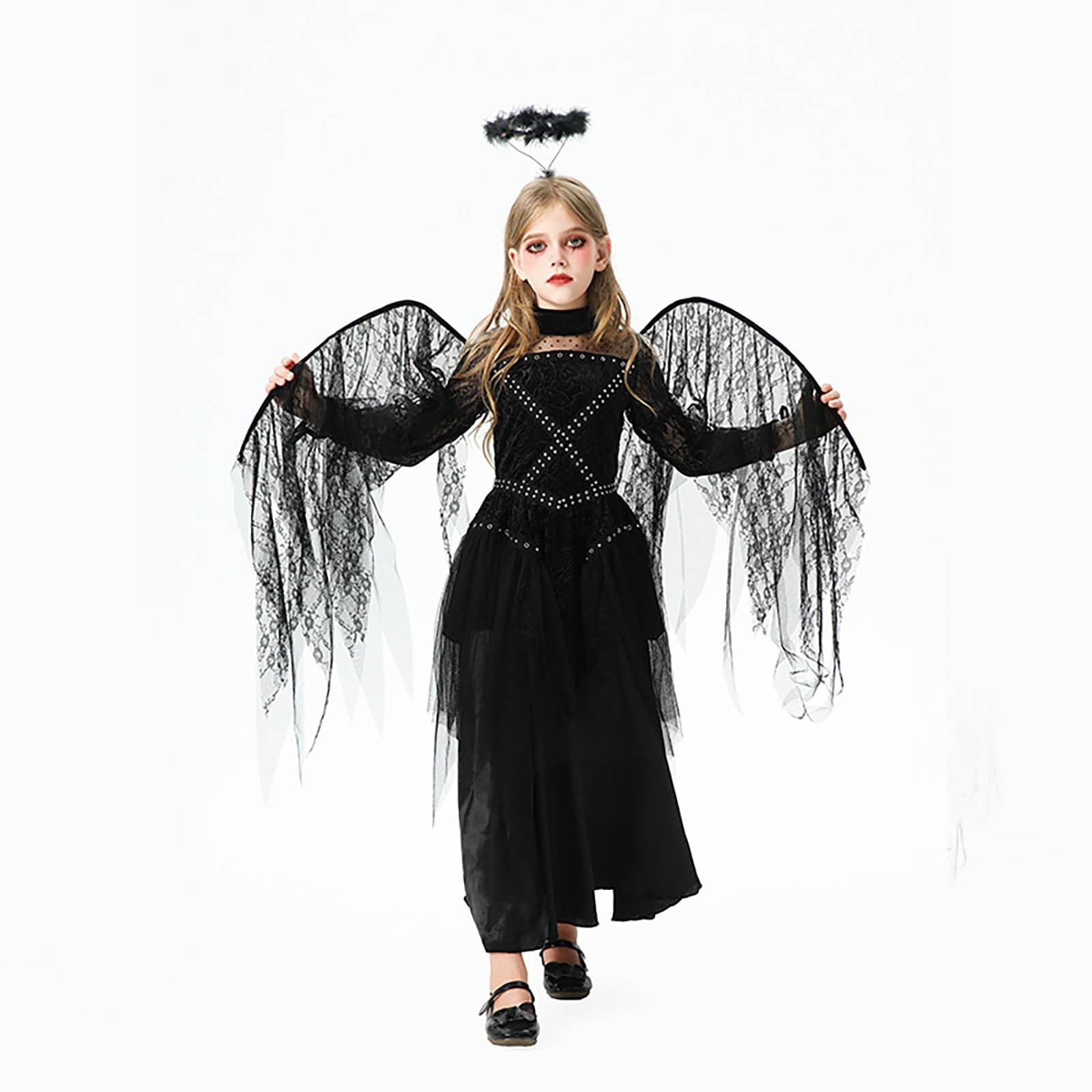 Genérico Disfraz Halloween NiñA 3 AñOs,Disfraces De Halloween Para NiñAs Estilo áNgel Oscuro Estilo Europeo Y Para NiñOs