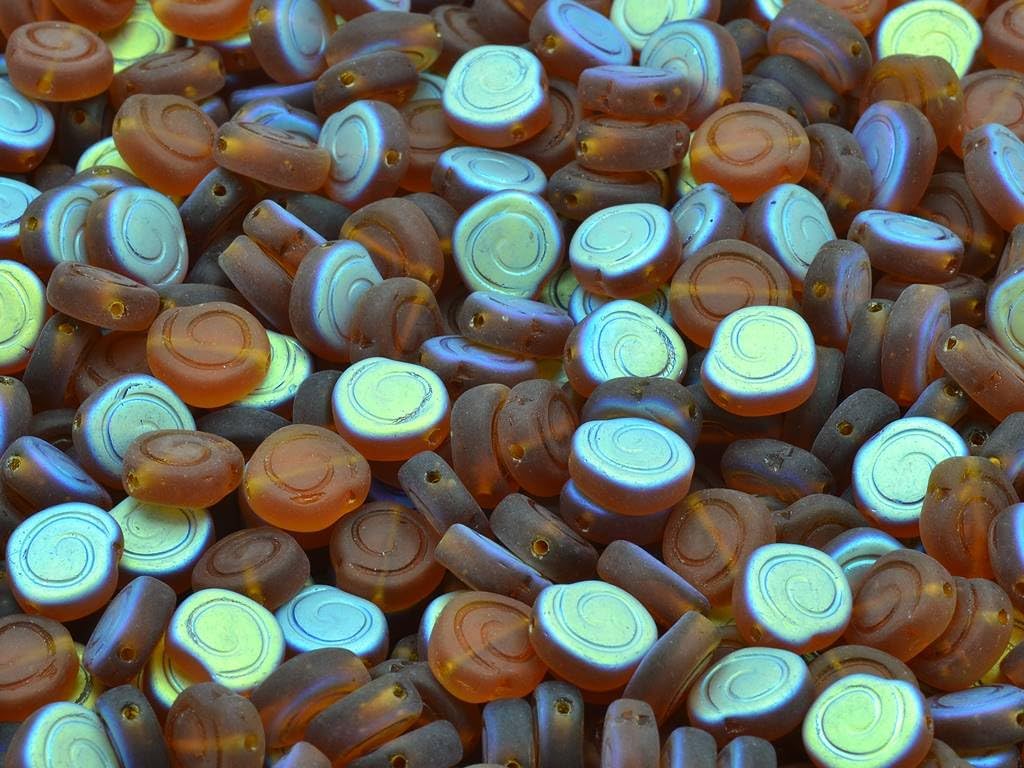 15pcs Spiral Snail Pressed Beads, Chalk White 54570 (03000-54570), Glass, Czech Republic (0.35 x 0.31 inches)