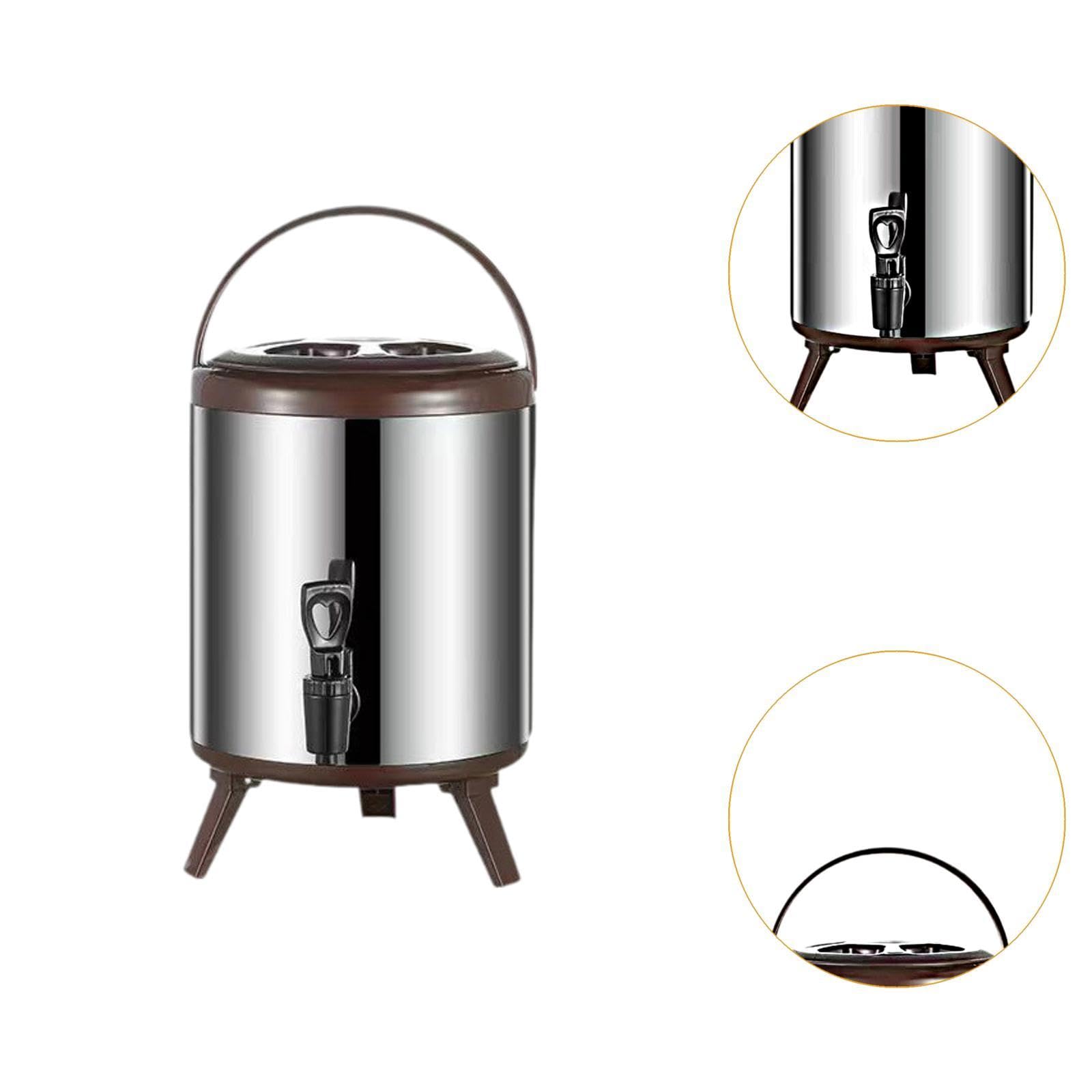 Dispensador de Bebidas Calientes Botella Térmica Cubo Multifuncional Aislante Barril con Grifo de Acero Inoxidable Y Tapa Sellada Adecuado para, 10 litros
