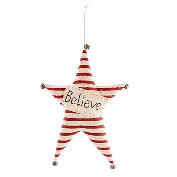 Mud Pie Christmas Star Hangers (Believe), Red, 16 1/4