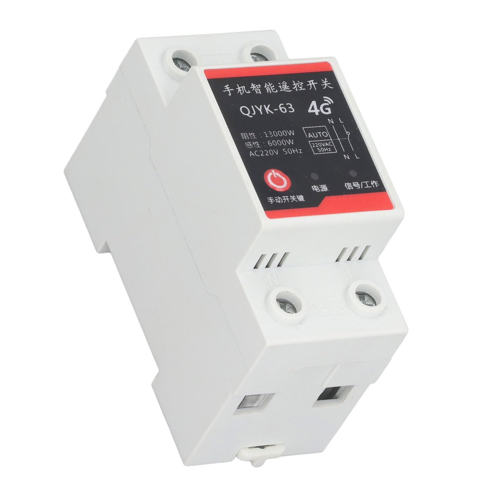 Wakects Interruttore Automatico 2P, Interruttore Automatico con Telecomando CA 220 V 63 A con Ritardo Temporale, Sovraccarico e Protezione da Cortocircuito per Apparecchiature Industriali e Test di