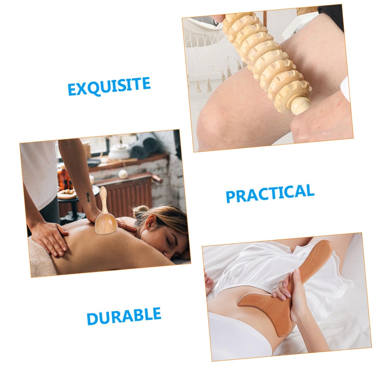 Healvian 4pezzi Massaggiatore in Legno Agopuntura Bastoncino Massaggiante Per Corpo Raschietto Per Strumenti Per Massaggi Multifunzionali Adatti Per Uso Casalingo e Viaggi