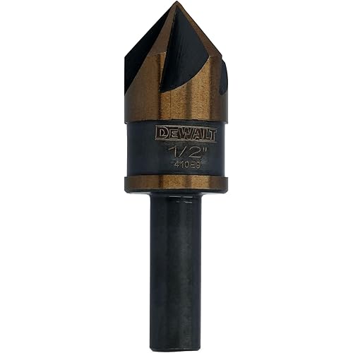 DEWALT Countersink Drill Bit, 1/2 in. High Speed Steel Countersink Bit for Wood, Metal, Plastic, 82 Degrees, Gold and Black (DWAMDB32CS)