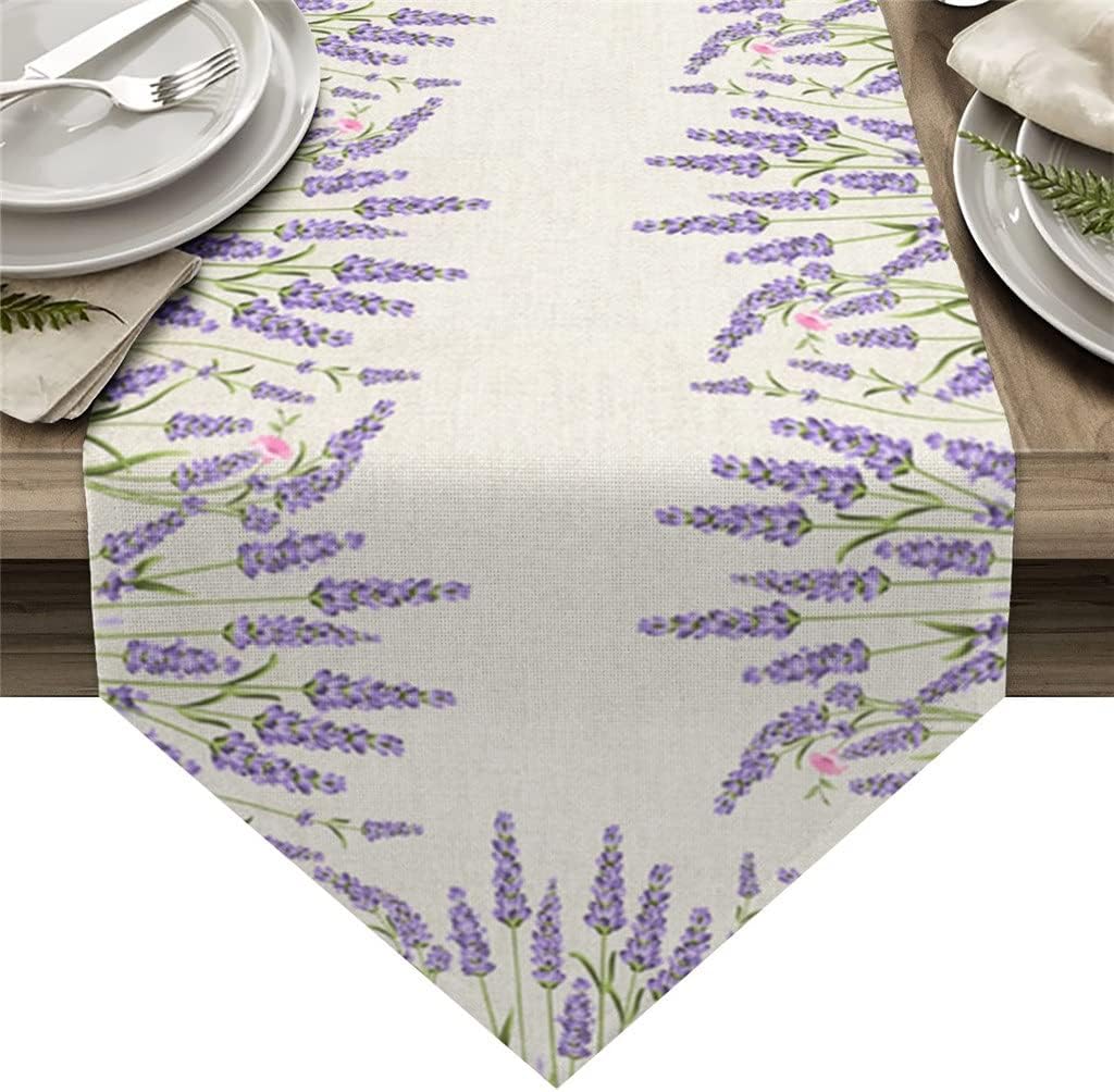 Lavender Cotton Hemp Sole Table Runners Holiday Wedding Decor Dinning Table Cover Christmas Decorations Table Cloth(33x229cm)