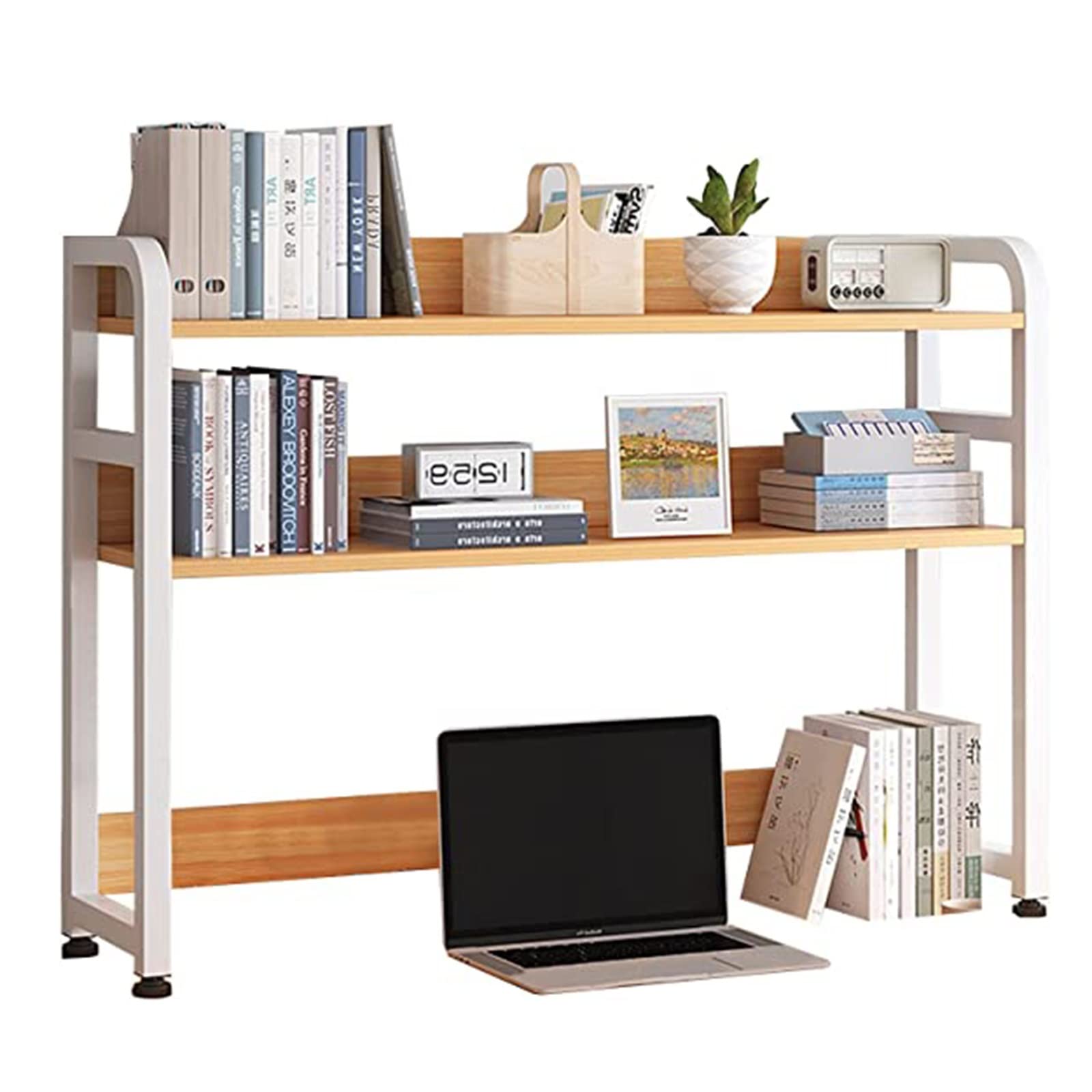 ASerZenith Desktop Organizer Storage Organizer Display Shelf Book Rack - Small Desktop Bookshelf, 2-Tier Multipurpose Countertop Hutch Display Shelf,