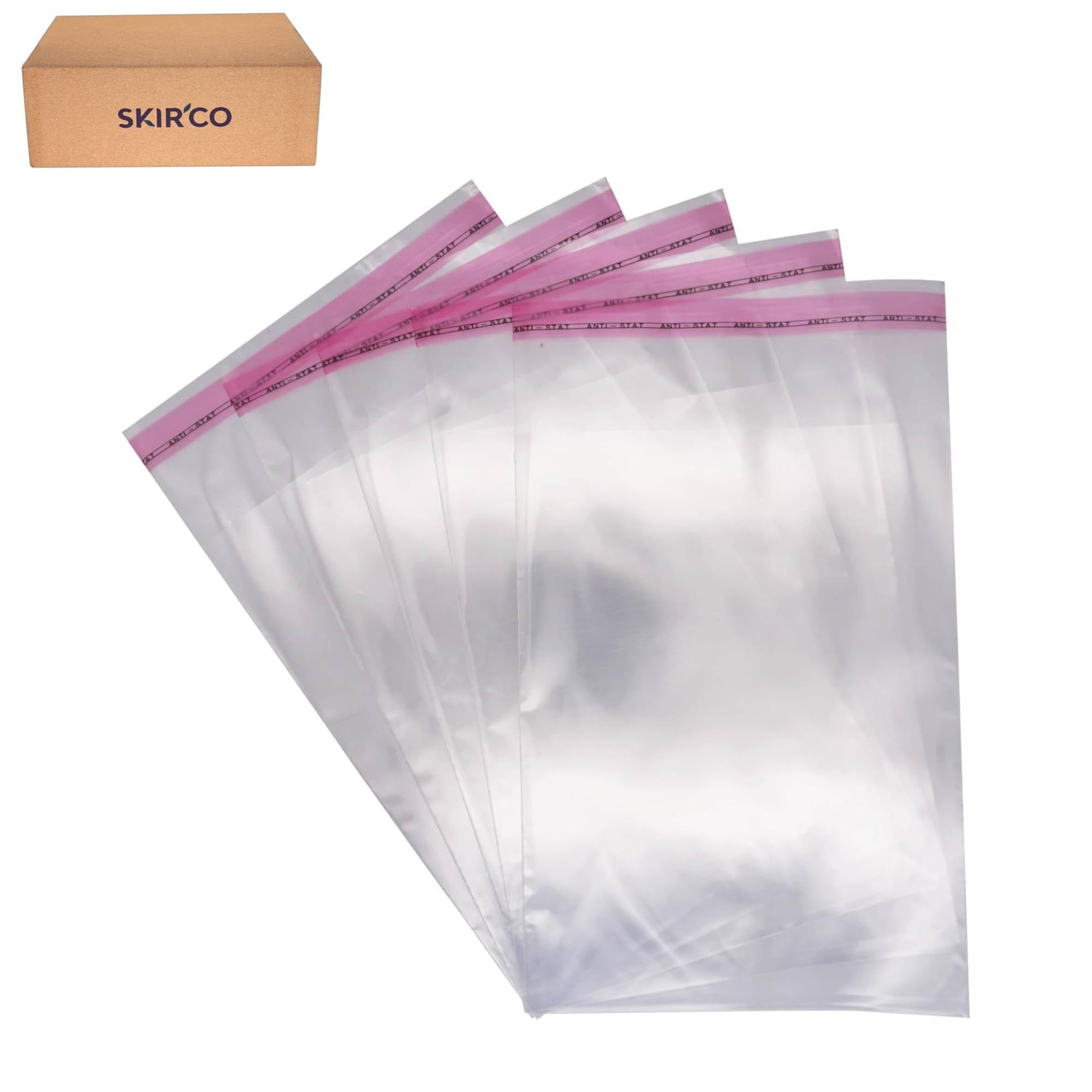 SKIR'CO Sacchetti in cellophane trasparente, autoadesivi, per alimenti, 25 x 35 cm, 600 pezzi