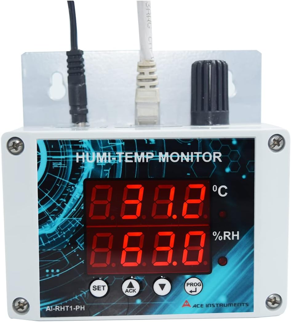 Ace Instruments LAN Based Temperature and Humidity Alarm Monitor Along with Calibration Certificate (AI-RHTx-LAN)