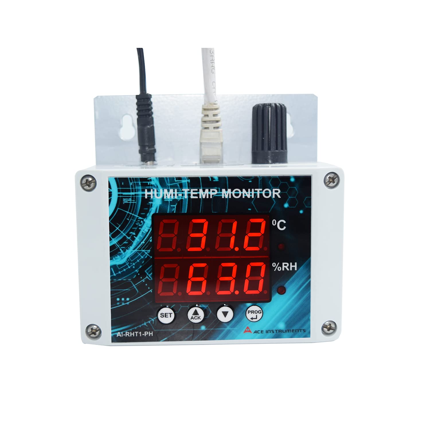 LAN Based Wall Mount Temperature and Humidity Alarm Monitor curometer (AI-RHT1-PH-LAN) for Server Rooms,Pharmaceuticals,Laboratories Alongwith Calibration Certificate