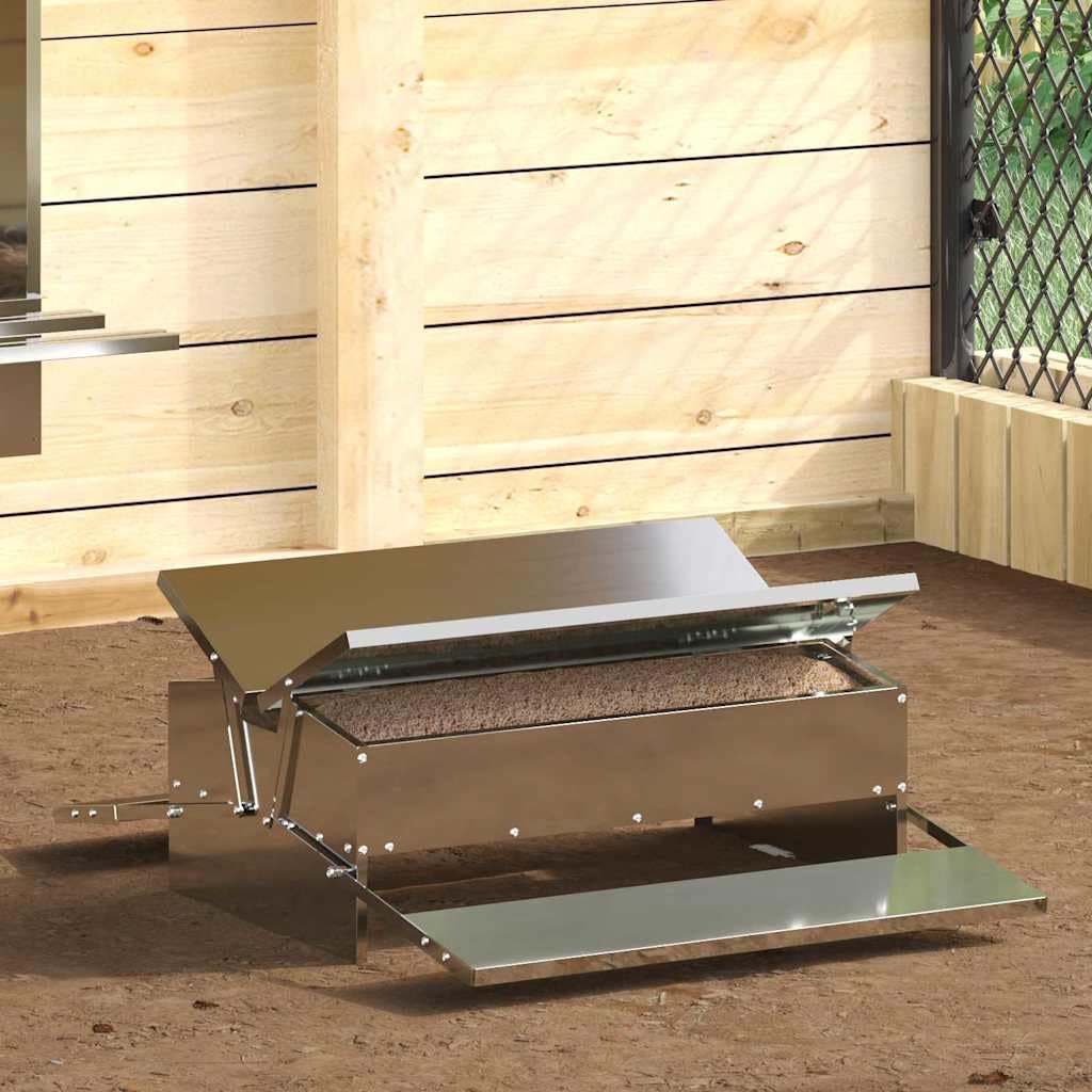 Comedero para gallinas de acero galvanizado, 75 x 53 x 20,5 cm, comedero para pollos con porciones automáticas, estación de hidratación impermeable para interior y exterior