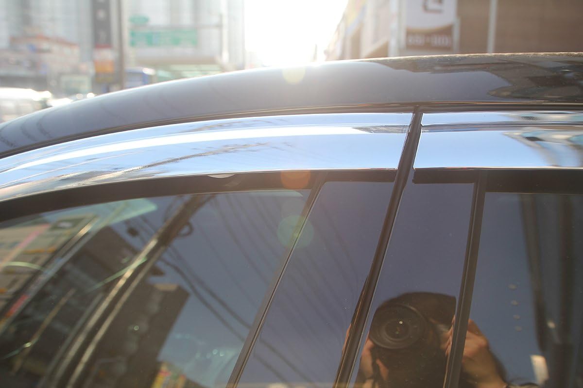 Chrome Side Window Wind Deflectors Visor Rain Wind Guards 6p Compatible with 2015~2016 Genesis