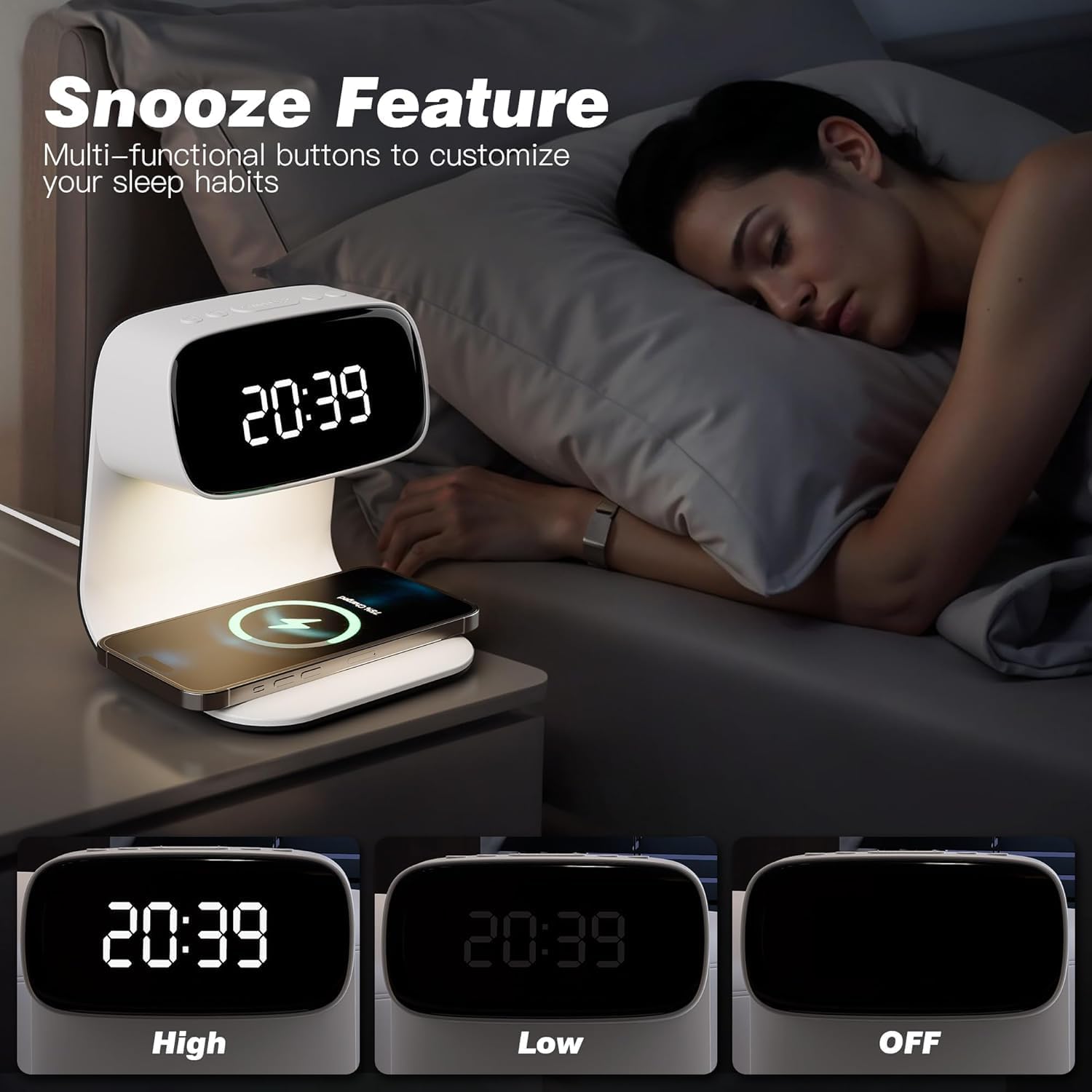 Rise & Shine: The Ultimate 15W Wireless Charging Digital Alarm Clock for Heavy Sleepers!