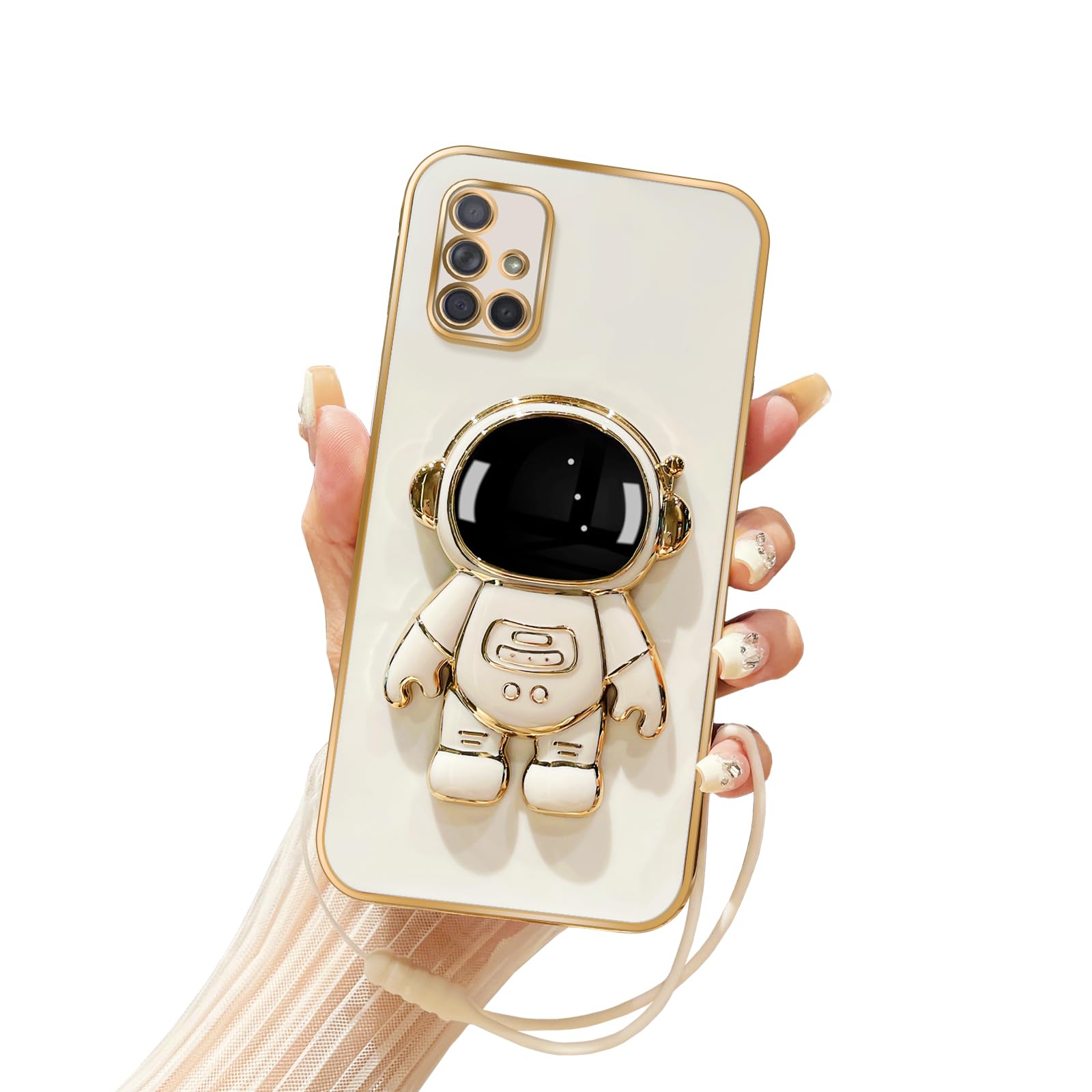 Tesazxcn for Galaxy A71 Phone Case (ONLY 5G Version) with 6D Astronaut Hidden Stand Holder Case Cover for Samsung A71 5g Case with Lanyard Strap