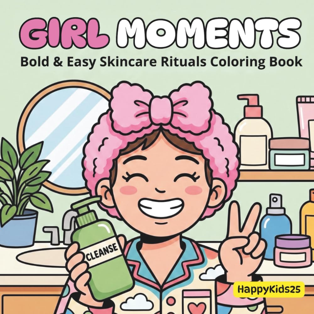 Girl Moments : Bold & Easy Skincare Rituals Coloring Book: For Adults and Teens Featuring Cute Cozy Daily Activities for Relaxation