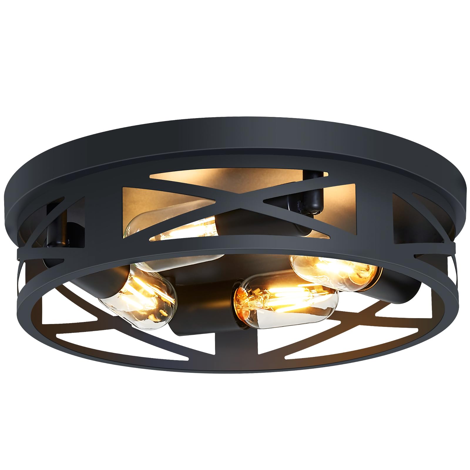 SKEJAO Flush Mount Ceiling Light Fixture,Ceiling Light Fixture for Hallway, Black Hallway Light Fixtures Ceiling,Light Fixtures Ceiling Mount for Kitchen,Farmhouse,Hall (1 Pack) (13.98 inch)