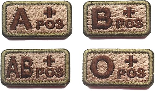 Antrix 4 piezas tácticas tipo sangre A+ positivo POS gancho y bucle bordado parche militar A positivo brazalete Insignia decorativa apliques emblema