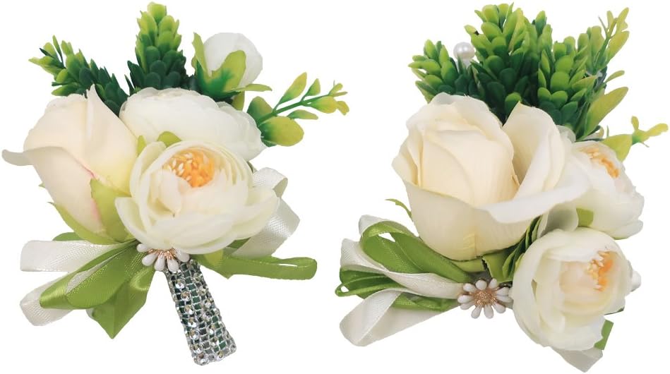 Abbie HomeRose Lily Wrist Corsage + Boutonniere Flower for Prom Homecoming Party