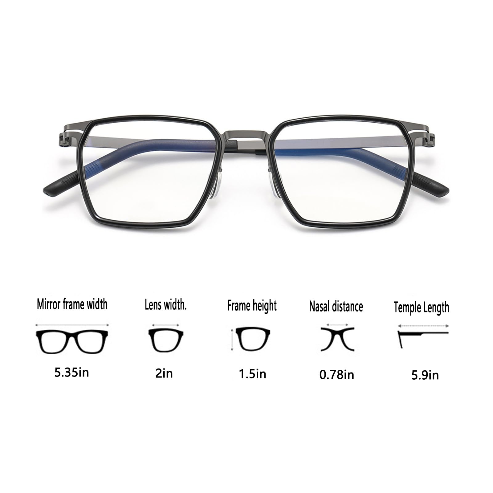 Gafas Filtro Luz Azul Unisex Gafas De Titanio Puro con Montura Cuadrada para Hombre O Mujer, Anti UV400, para Juegos De Computadora D,1