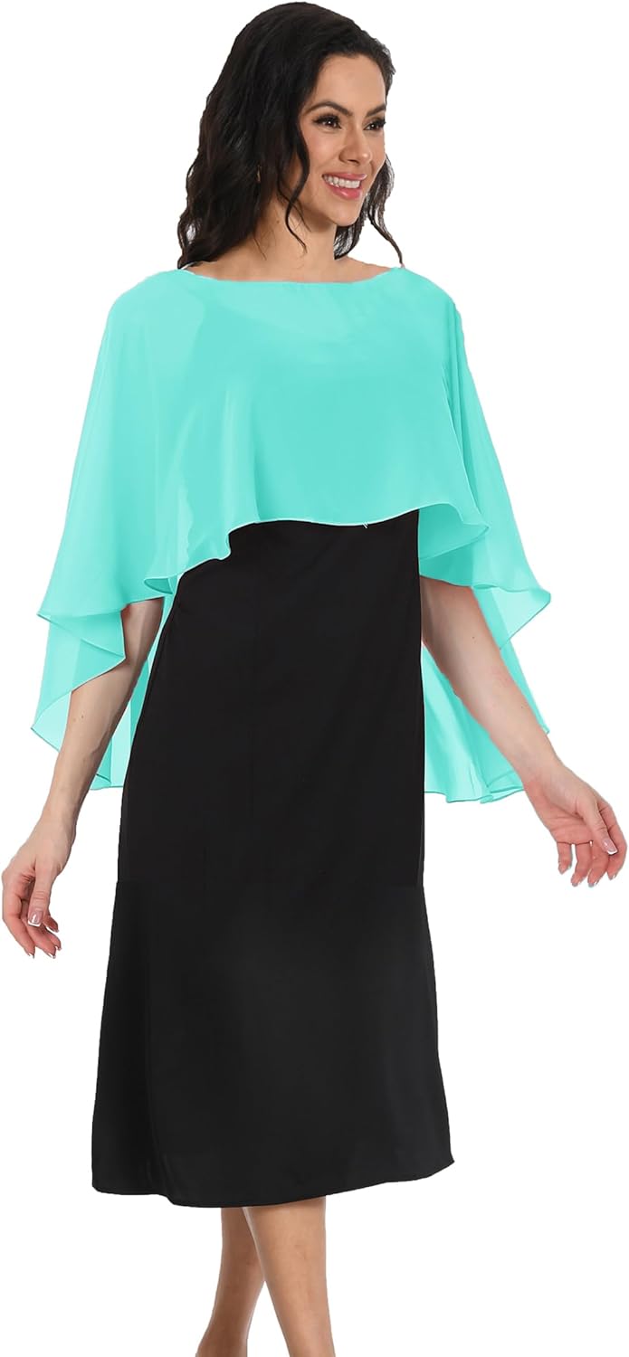 Baoqiya Women's Capelet Shawls and Wraps for Evening Dresses Soft Bridesmaid Shawl Chiffon Cape Wedding Cover Up - Image 2