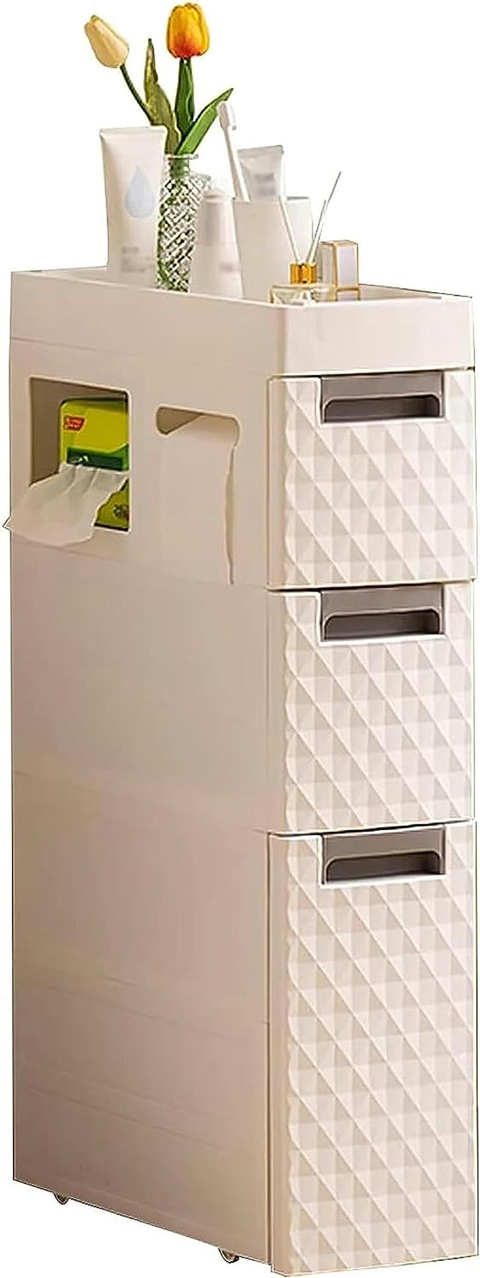 Cajones de almacenamiento apilables, gabinete de almacenamiento Alto de piso Blanco para baño, gabinete de esquina para espacios pequeños para El hogar, la cocina, la Sal