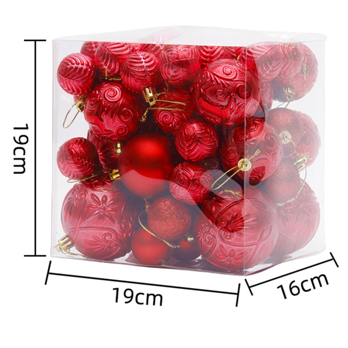 Weihnachtsbaumkugeln, 50PCS Weihnachtsbaum Dekorationen Set, Weihnachtskugeln Baum Dekorationen Kugeln Ornamente für Weihnachten Hängende Dekorationen (Rot)