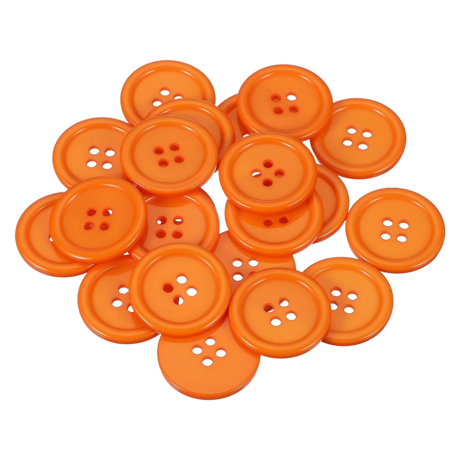 sourcing map 22 Pcs Orange Resin Button, 1 1/8 Inch(30mm) Round 4 Holes Sewing Buttons, Big Size Flatback Button for DIY Craft Making Clothes Sewing Handmade Ornament — image 1