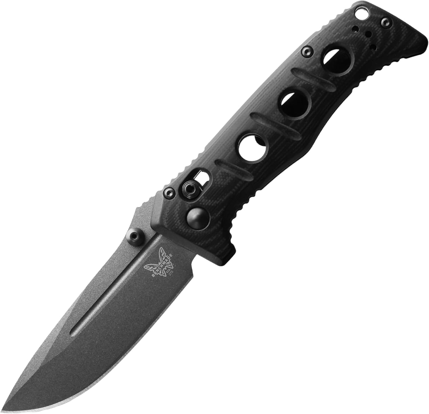 Benchmade - Mini Adamas Tactical Knife, Plain Edge, Drop-Point Blade with Black G10 Handle (273GY-1)
